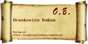 Oreskovics Baksa névjegykártya